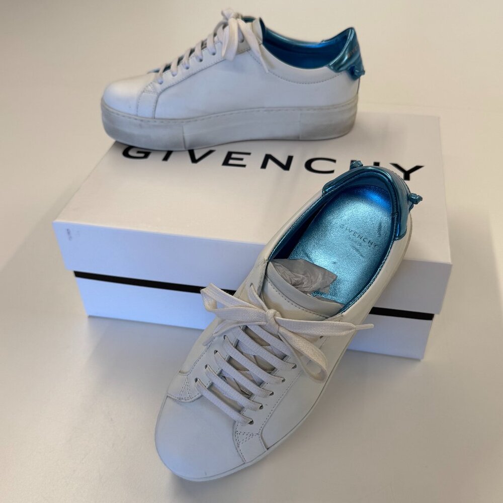 Givenchy Urban Street Platform Sneakers White|Aqua Leather size 36.5 Women's